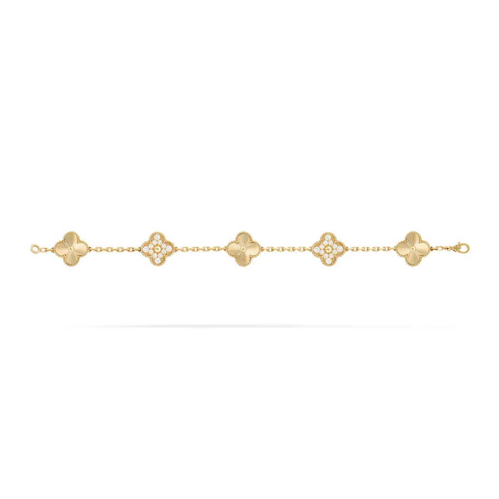 14ct Yellow Gold Clover Charm Bracelet