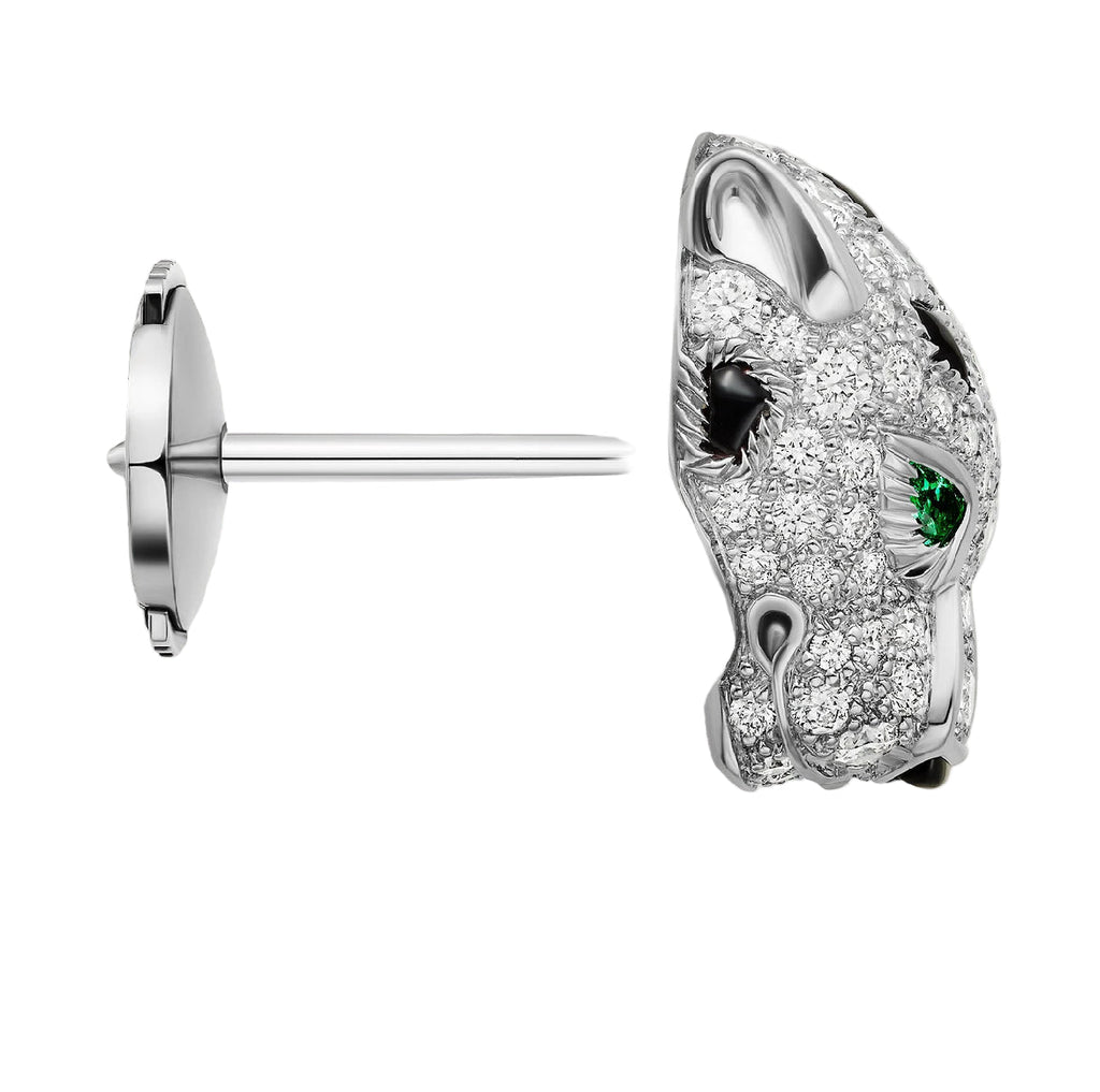 14ct White Gold Panthere Earrings