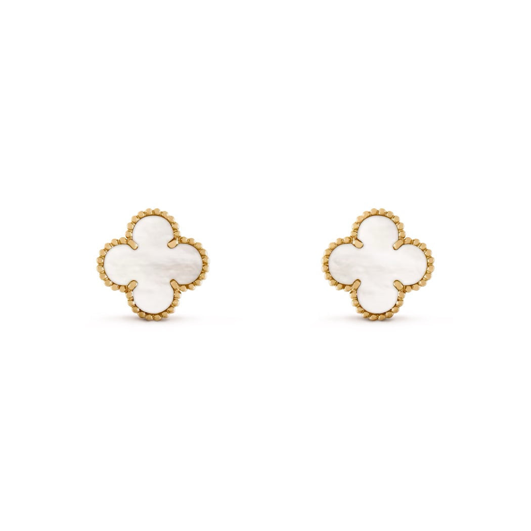 14ct Clover Charm Earrings/Pearl