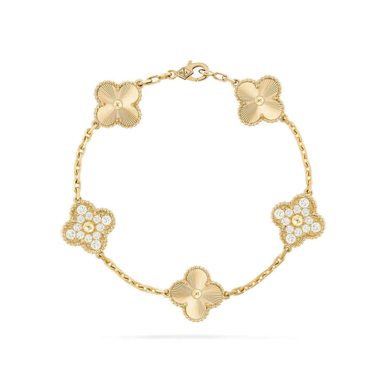 14ct Yellow Gold Clover Charm Bracelet